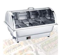 Chauffe-aliments électrique en acier inoxydable 9 L pour fêtes, température réglable de 35 à 85 °C