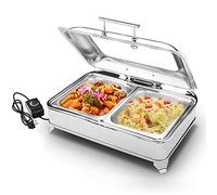 Chauffe-aliments pour fêtes Buffets électriques, serveur de buffet et plateau chauffant en acier inoxydable, ensemble buffet de bol de cuisine 9L - température réglable + plaque chauffante électrique