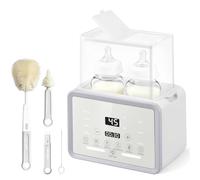 Chauffe-Biberon 6-en-1 pour 2 Biberons avec Réchauffage Rapide, Décongélation, Minuterie, Affichage Température en Temps Réel & Maintien au Chaud, Chauffe-Lait Maternel et Aliments pour Bébé