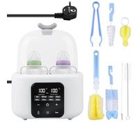Chauffe-biberon 6 en 1 pour bébé - Stérilisateur pour biberons - Chauffe-biberon avec brosse à biberon/clip - Double gobelet avec stérilisateur - Contrôle de la température - Pour réchauffer