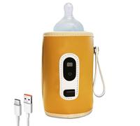 Chauffe-biberon - Cuir 14x8cm Avec Chargement TYPE-C | Biberon De Voyage Et Chauffe-nourriture, Pot De Nourriture Isolé Pour Bébé, Chauffage Pour Voiture Et En Déplacement