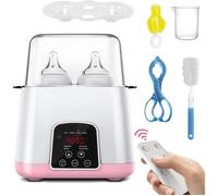 Chauffe-Biberon Électrique, Stérilisateur À Vapeur Multifonctionnel À Double Biberon Avec Écran Tactile Lcd (Rose)