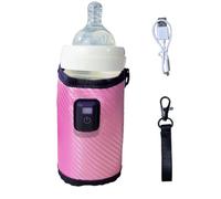 Chauffe-biberon, housse isolante portable pour biberon, chauffe-lait - Chauffage automatique réglable pour biberon d'allaitement - Manchon chauffant pour voyage, conduite, rose, Refer to description