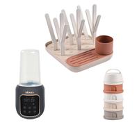 Chauffe biberon multi milk night blue + Egoutte biberons Forêt Terracotta/Clay + Boîte doseuse Cotton white / Terracotta