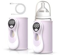 Chauffe biberon nomade, Chauffe-biberon portable sans fil 8000mAh avec écran LED et 6 niveaux de température 38-50°C pour lait maternel et voyages Chauffe lait maternel (Hüftlang violet)