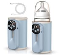 Chauffe biberon nomade, Chauffe-biberon portable sans fil 8000mAh avec écran LED et 6 niveaux de température 38-50°C pour lait maternel et voyages Chauffe lait maternel (Bleu)