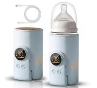 Chauffe biberon nomade, Chauffe-biberon portable sans fil 8000mAh avec écran LED et 6 niveaux de température 38-50°C pour lait maternel et voyages Chauffe lait maternel (Bleus)