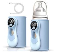 Chauffe biberon nomade, Chauffe-biberon portable sans fil 8000mAh avec écran LED et 6 niveaux de température 38-50°C pour lait maternel et voyages Chauffe lait maternel (Hüftlang bleu)