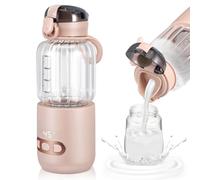 Chauffe Biberon Nomade, Chauffe Eau Portable Voiture 400ml, Chauffe-plats pour Bébé Visuel avec Contrôle de Température pour Voyages Extérieur, Température Réglable de 37°C à 55°C(Rose)