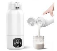 Chauffe Biberon Nomade de 500ml, Chauffe-Biberon Portable Sans Fil avec écran LCD Chauffe Eau Portable Voiture avec 11000 mAh pour Lait Maternel, Chauffage Rapide, Température Réglable de 35°C à 70°C