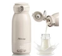 Chauffe biberon nomade,Peut être chauffé, maintenu au chaud et stérilisé,Chauffage rapide en 3 minutes,Grande Capacité de 500ml,Grande batterie de 10400 mAh,Eau, lait,Brosse de nettoyage gratuite