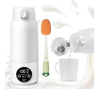 Chauffe-Biberon nomade Portable, Chauffe Biberon Nomade Sans Fil, Chauffe 2min, Chauffe Eau ou Lait à Température Précise, Inox Sans BPA, Recharge Rapide, Autonomie 24h, Brosse Incluse, 500ml