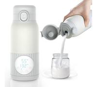 Chauffe-Biberon Nomade Portable Sans Fil 380ml, 2 Modes pour Lait Maternel et Eau, Température Réglable, Chauffage Rapide & Longue Autonomie, Recharge USB-C, Idéal pour Toute la Journée (Gris)