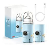 Chauffe Biberon Portable, Chauffe Biberon Nomade avec Écran LCD 6 Niveaux De Réglage Réchauffeur de Biberon 8000mAh Chauffe-biberons USB Sans Fil pour Maison, Extérieur, Voyage (Bleu)