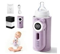 Chauffe-biberon portable en déplacement, contrôle de la température à 11 niveaux et écran LED, chauffage rapide sans eau, batterie 10400 mAh, avec veilleuse pour les voyages et la maison, violet