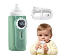 Chauffe-biberon portable en déplacement, contrôle de la température à 11 niveaux et écran LED, chauffage rapide sans eau, batterie 10400 mAh, avec veilleuse pour les voyages et la maison, vert