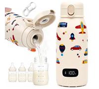 Chauffe-biberon portable pour bébé - Chauffage rapide en 3 minutes, température réglable de 35 à 100 °C, récipient intérieur en acier inoxydable 316L, batterie USB-C de 500 ml, pour les déplacements