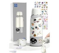 Chauffe-biberon portable pour bébé en déplacement, 500 ml, chauffage rapide 320 W, prend en charge 37 à 100 °C, 8 autocollants de dessin animé, batterie 12 000 mAh, avec câble d'alimentation CA