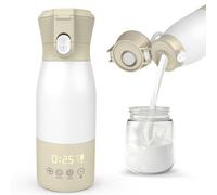 Chauffe-biberon portable pour bébé pour les déplacements, chauffage rapide en 5 minutes, capacité de 500 ml + batterie de 8000 mAh, 7 niveaux de température, acier inoxydable 316, pasteurisation 65 °C