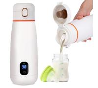 Chauffe Biberon Portable/Voiture/Voyage, 350ml, Universel, Sans Fil, Température Précise,Autonomie 24h, Rechargeable USB, Lait Maternel, Lait Tempérture Réglable 37°C a 55°C