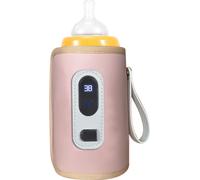 Chauffe-biberon USB Température de l'écran LCD réglable Chauffage précis Chauffe-lait portable étanche Rose Rose