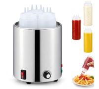 Chauffe-bouteille électrique 800 W avec 3 bouteilles de sauce de 850 ml, réglable de 30 à 100 °C, chauffe-fromage en acier inoxydable 304 pour caramel, piment, curry et beurre