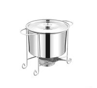 Chauffe-buffet avec couvercle rond en acier inoxydable et capacité de 2800 ml pour la restauration d'événements et la présentation des aliments de fête (A)