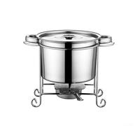 Chauffe-buffet avec couvercle rond en acier inoxydable et capacité de 2800 ml pour la restauration d'événements et la présentation des aliments de fête (C)