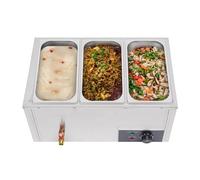 Chauffe-buffet en acier inoxydable avec couvercle, Chauffe Plat, restauration avec récipient 3 x 7 l - Réchauffeur électrique - 850 W