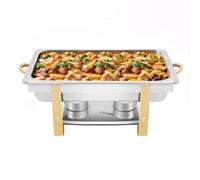 Chauffe-buffet en acier inoxydable de 9 l avec 2 porte-carburants, récipient pour garder les aliments au chaud, chauffe-plats pour restauration, buffet, fête, 63 x 35 cm