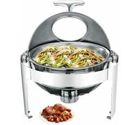 Chauffe-buffet L en acier inoxydable avec vaisselle chauffante, poignée renforcée, couvercle pliable à 180° pour restauration des aliments