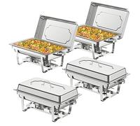 Chauffe-buffet rectangulaire en acier inoxydable de 9 L, avec récipients alimentaires de taille normale, ensemble de plats à frotter, pour buffets, traiteurs, fêtes, buffets, serveurs de buffet