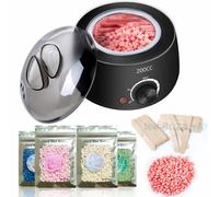 Chauffe-cire 200cc, Machine d'épilation pour les pieds et les mains, SPA, Pot de paraffine + haricots de cire + bâtons de bois Black US 100g Beans