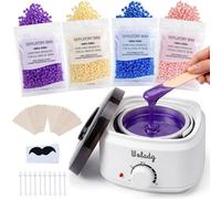 Chauffe Cire Epilation,450ml Kit Epilation Cire Inclure 400g Perles de Cire et 30 Bâtons Applicateurs et 10 bâtonnet à poils de nez.Chauffe Cire Kit pour Corps Entier, Jambes,Visage, Sourcils