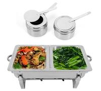 Chauffe de Buffet à 2 Compartiments - Plat de Chafing en Acier Inoxydable - Récipient Chauffant pour Buffet 7.5L, CHAUFFE-PLAT