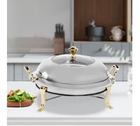 Chauffe de Buffet Ronde 3L - Plat de Service de Buffet de Chauffage Alimentaire(Doré)- Plat Chauffé en Acier Inoxydable