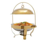 Chauffe de Buffet Ronde 8L - Plat de Service de Buffet (Doré) - Plat de Chafing en Acier Inoxydable, CHAUFFE-PLAT avec Couvercle