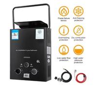 Chauffe-eau à Gaz 12KW 6 L/min Chaudière Instantanée à LPG avec Affichage LED et Poignée pour Camping-car, Camping, Douche