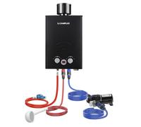 Chauffe-eau à Gaz 6 Liters avec Pompe à Eau 12V, CAMPLUX BW158BCP60-DE Chauffe-eau à Gaz, pour Douche de Camping/Voyage