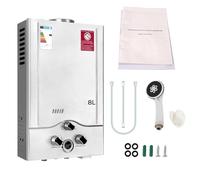 Chauffe-eau à Gaz 8LPM,Instantané 8LPM 16kW LPG GPL au Butane Propane avec Modes Hiver et Eté, CE Certifié,avec une Pression d'Eau de Départ Très Faible,pour la Maison,la Caravane,les Cabines (8L)