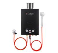 Chauffe-eau à Gaz à CAMPLUX BW158BC 6 Litres avec Couvercle de Pluie, Propane ou Butane, 12kW, Noir