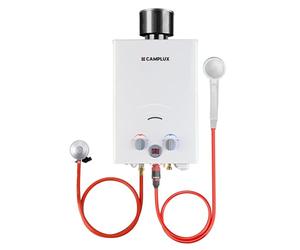 Chauffe-eau à Gaz, CAMPLUX BW158C 6L Douche à Gaz Certifiée CE avec Capuchon de Pluie, idéale pour une Excursion en Camping-car