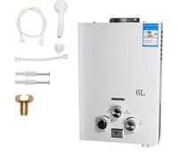 Chauffe-Eau à Gaz,Chauffe-Eau à Gaz Instantané 12kW LPG GPL au Butane Propane Modes Hiver Et éTé, Protection Contre La Surchauffe, Avec Pomme De Douche Et Plomberie (6L)