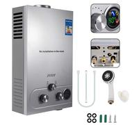Chauffe-eau à gaz GPL 8L en acier inoxydable, sans réservoir, propane, avec kit de douche, appareil de camping domestique