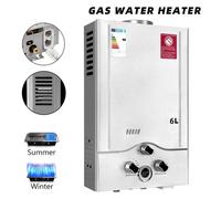 Chauffe-eau à Gaz Instantané - Chauffe-eau à Gaz 6L 12KW - inoxy Chauffe-eau Propane Sans Réservoir - Température l'eau réglable