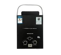 Chauffe-eau à gaz portable pour l'extérieur, puissance 12 kW et 6 l/min, pour jardin, camping, chantier, avec tuyau et pommeau de douche, allumage automatique (gaz propane)