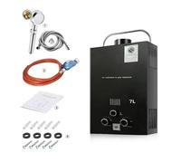 Chauffe-eau au Gaz Propane GPL 6/7/8L avec Kit de Douche, chauffe-eau instantané sans réservoir 14kw avec Kit de douche, pour la Maison et I'extérieur (7 L)
