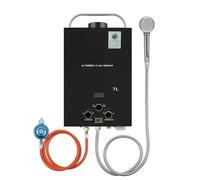 Chauffe-eau au Gaz Propane GPL 7L,Chauffe-eau Instantané Sans Réservoir 14kw avec Kit de Douche,Avec Poignée Portable,Brûleur de Chaudière pour Camping, Rv, Maison (Noir)