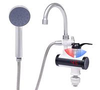 Chauffe-eau de douche électrique instantané rotatif à 360° - Robinet de chauffage rapide avec affichage numérique LED et pommeau de douche - 3300 W