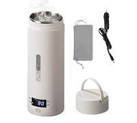 Chauffe-eau de voiture - Chauffage portable de 12 volts avec affichage pour le contrôle de la température, chauffe-eau de voyage en acier inoxydable de 400 ml avec filtre à thé et protection